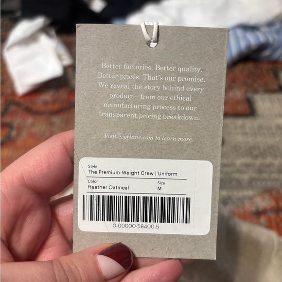 Everlane. The Premium-Weight Crew | Uniform Heather Oatmeal. Size Medium NWT - Picture 4 of 4